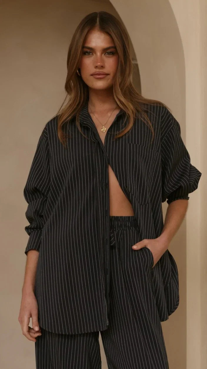 Zaila Pants Navy White Stripe