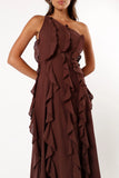 Maggy One Shoulder Dress Chocolate