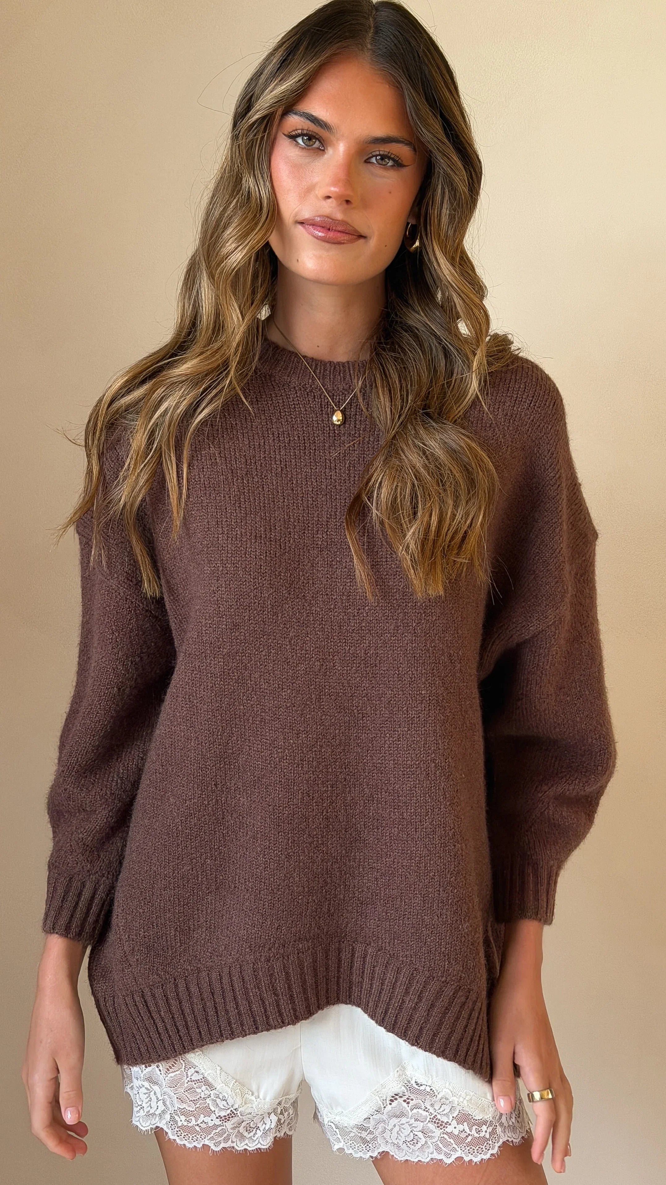 Belle Knit Sweater Brown