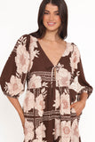 Henley Romper Brown Floral