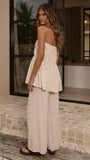 Maison Strapless Top Pants Set Oat