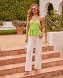 Picturesque Open Floral Lace Crochet Peplum Top