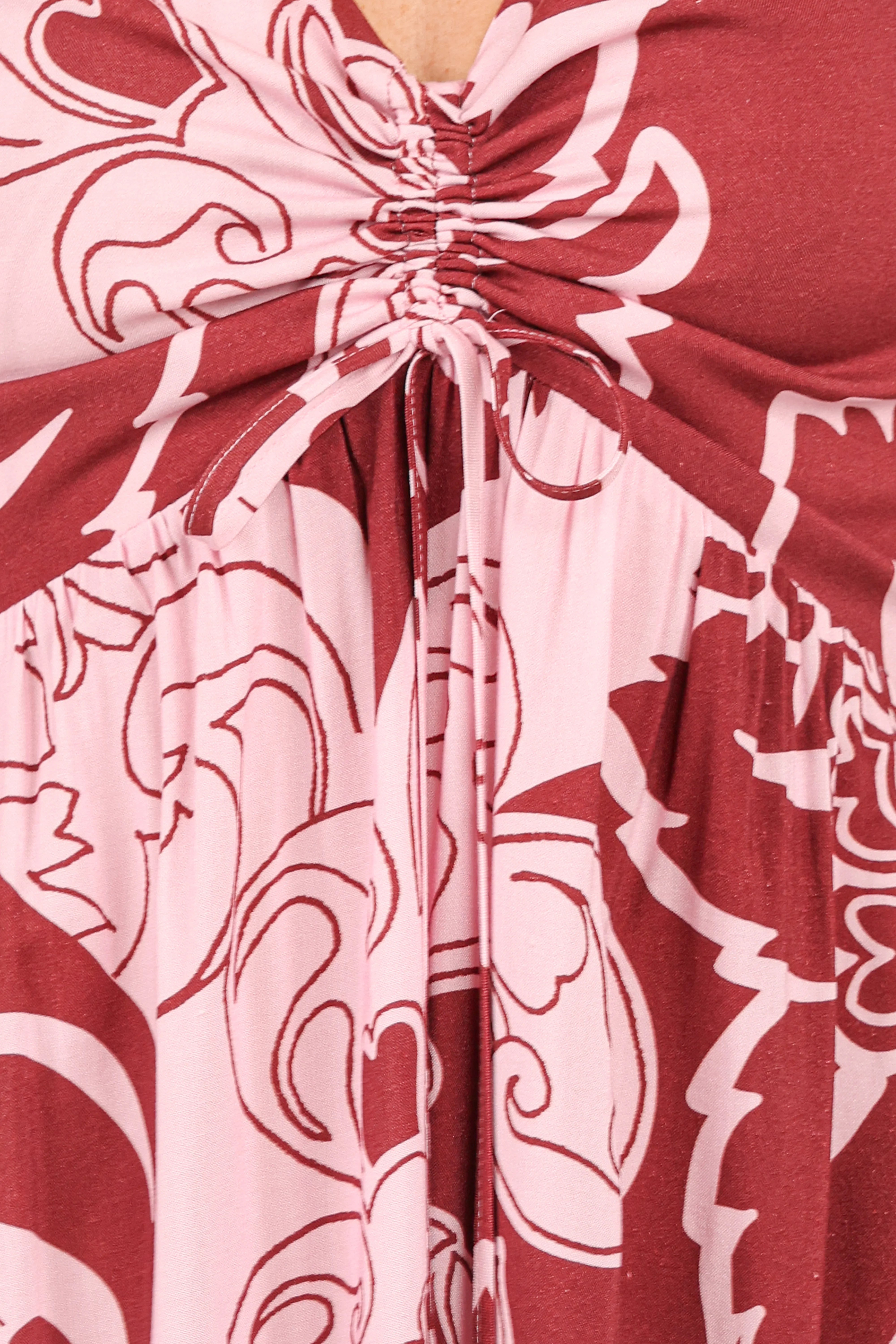 Shanae Maxi Dress Pink Brown Paisley