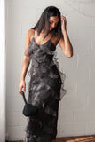 Ciao Ruffles Maxi Dress Black Leopard