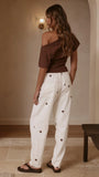 Cleora Barrel Jeans Cream Polka