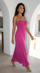 Amelie Ruched Open Back Maxi Dress Pink