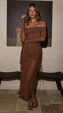 Isadora Off Shoulder Maxi Dress Chocolate