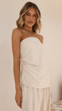 Yuki Strapless Top and Pants Set Oatmeal