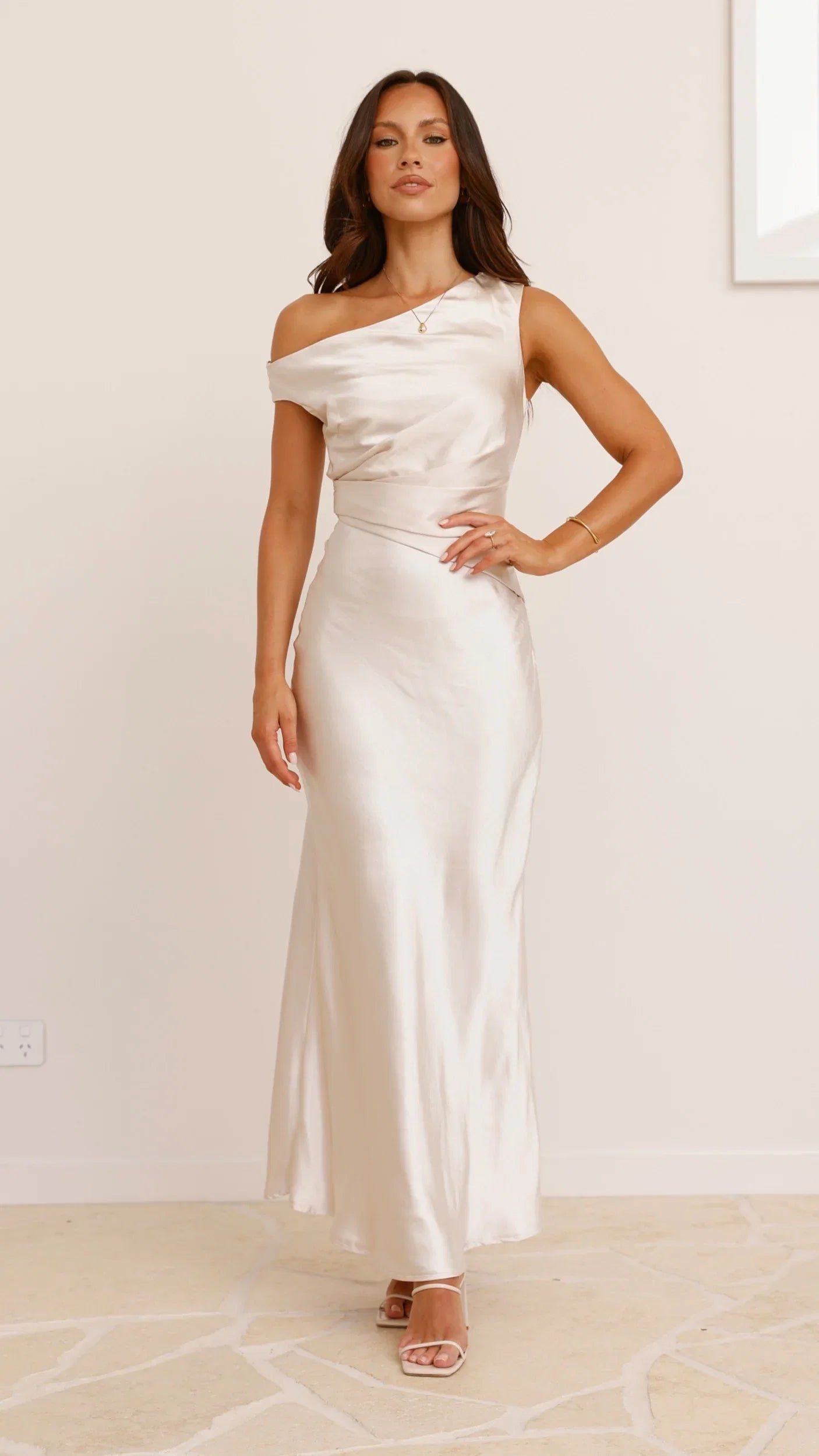 Auria Off Shoulder Maxi Dress Champagne