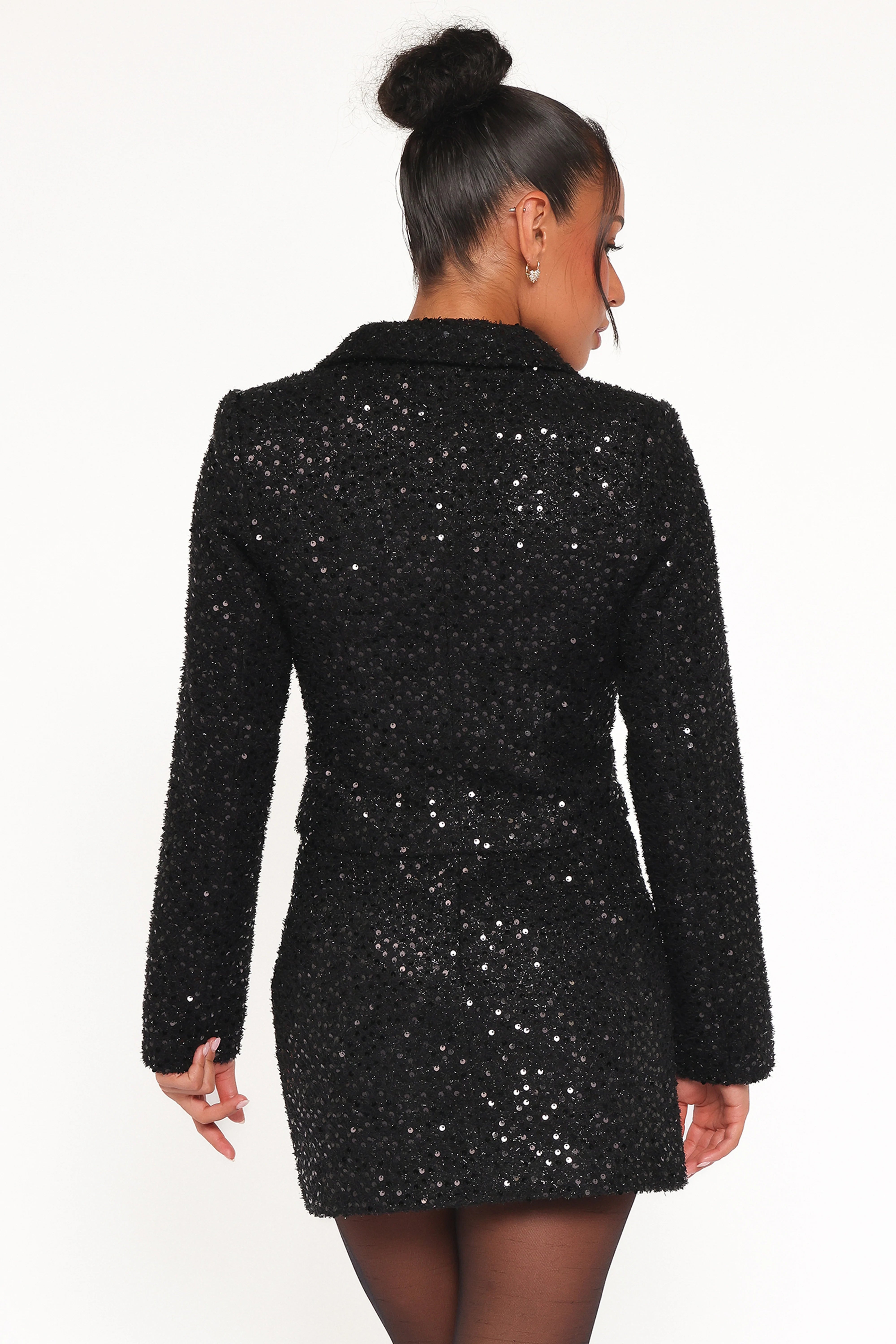 Valentina Cropped Blazer Black Sequin