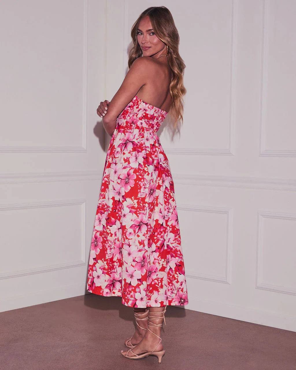 Jaycie Floral Strapless Midi Dress