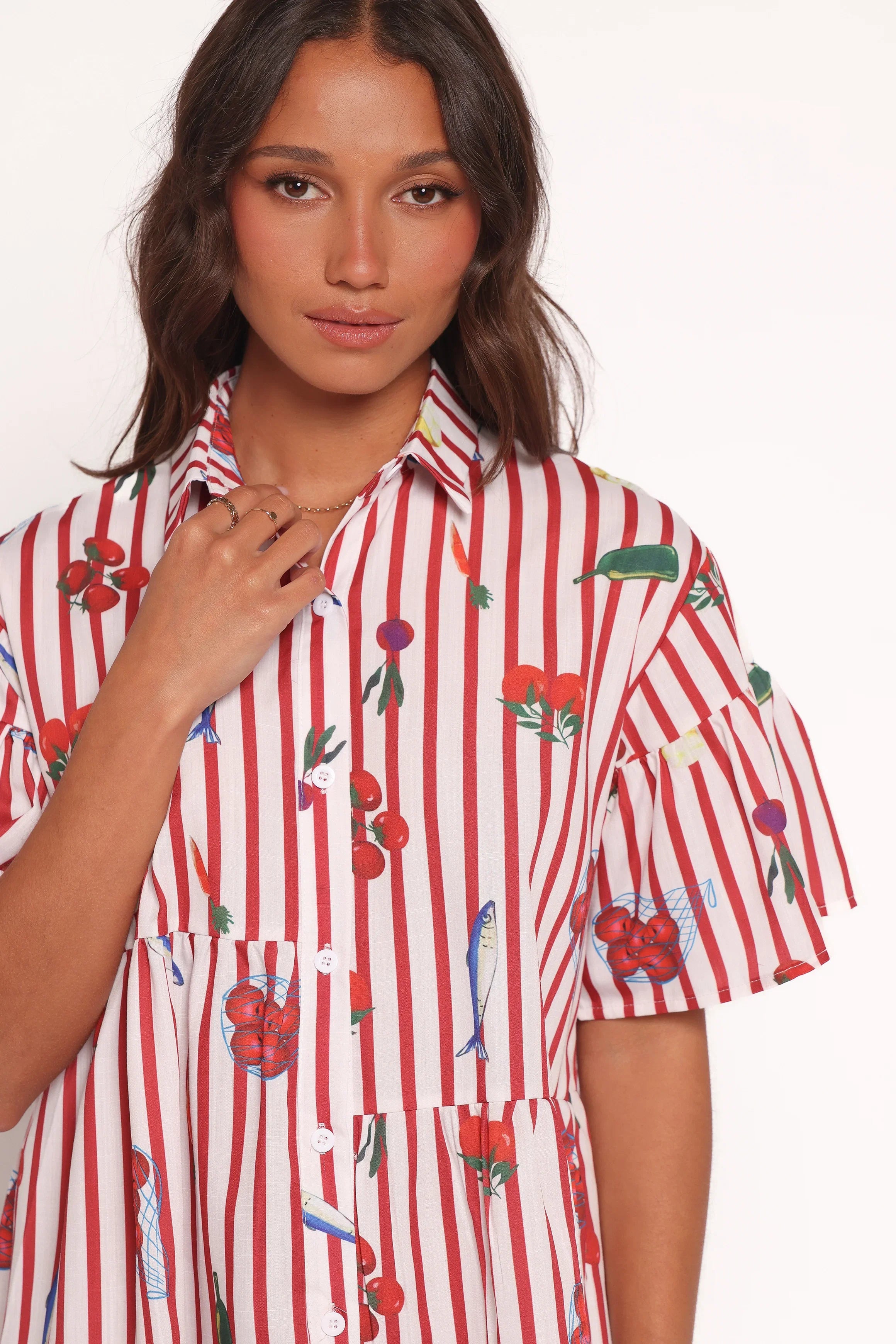 Peachy Mini Dress Red Picnic Stripe