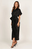 Stefan Wrap Front Midi Dress Black