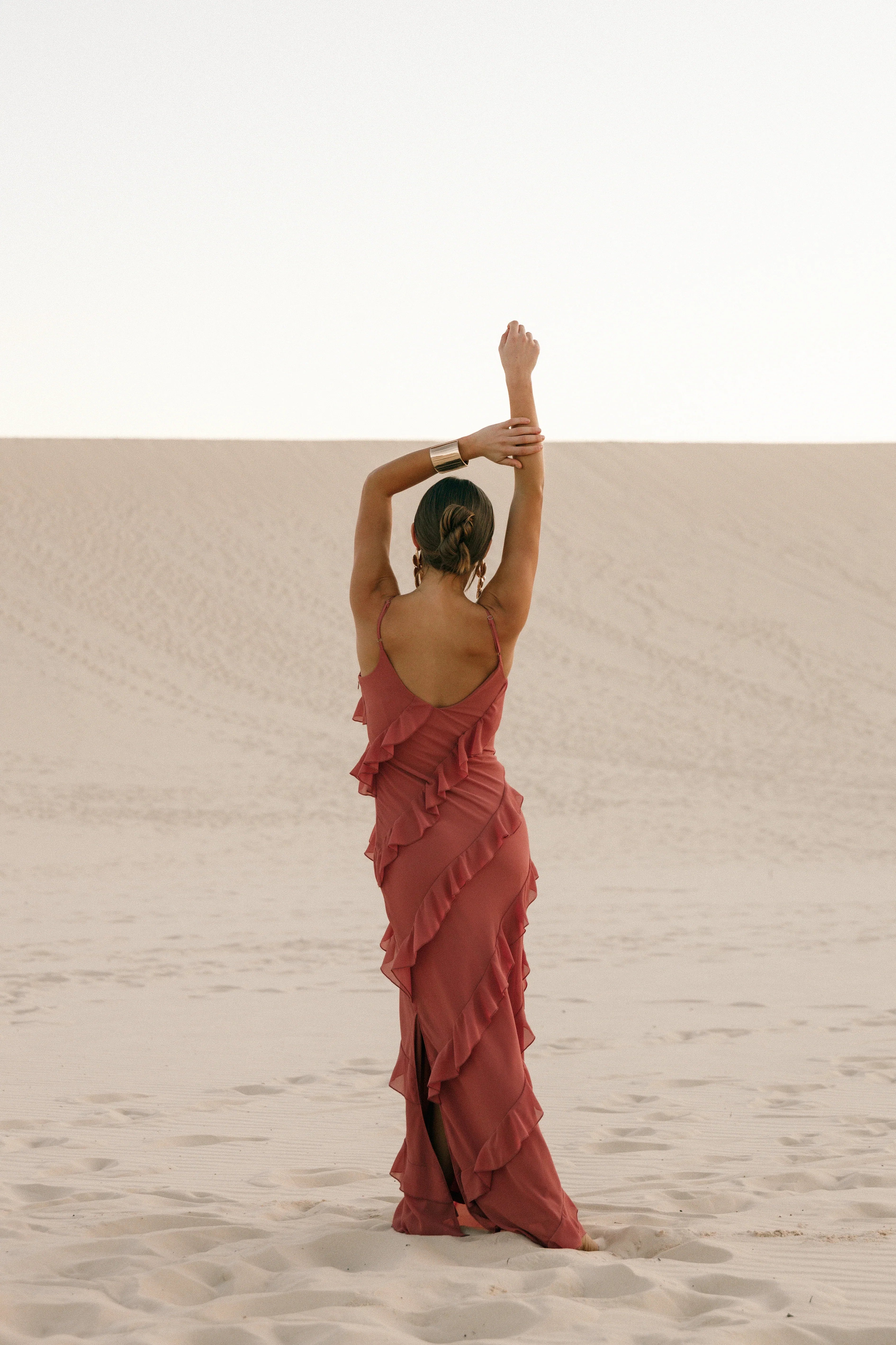 Ciao Ruffles Maxi Dress Rosewood