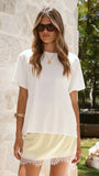 Elizabella Lace Mini Skirt Yellow