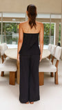 Sharni Strapless Pleat Top and Pants Set Black