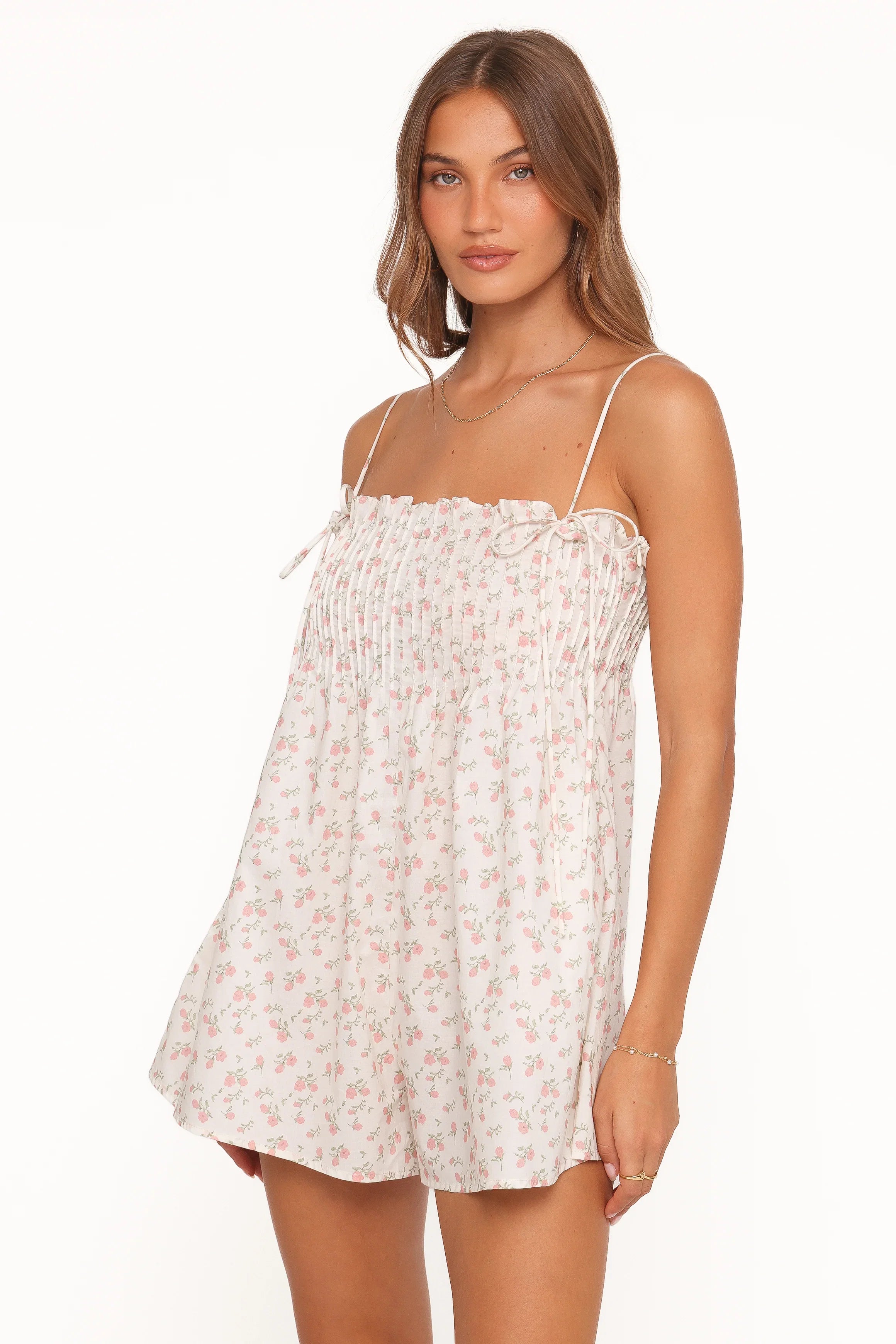 Liora Romper Peach Ditsy Floral