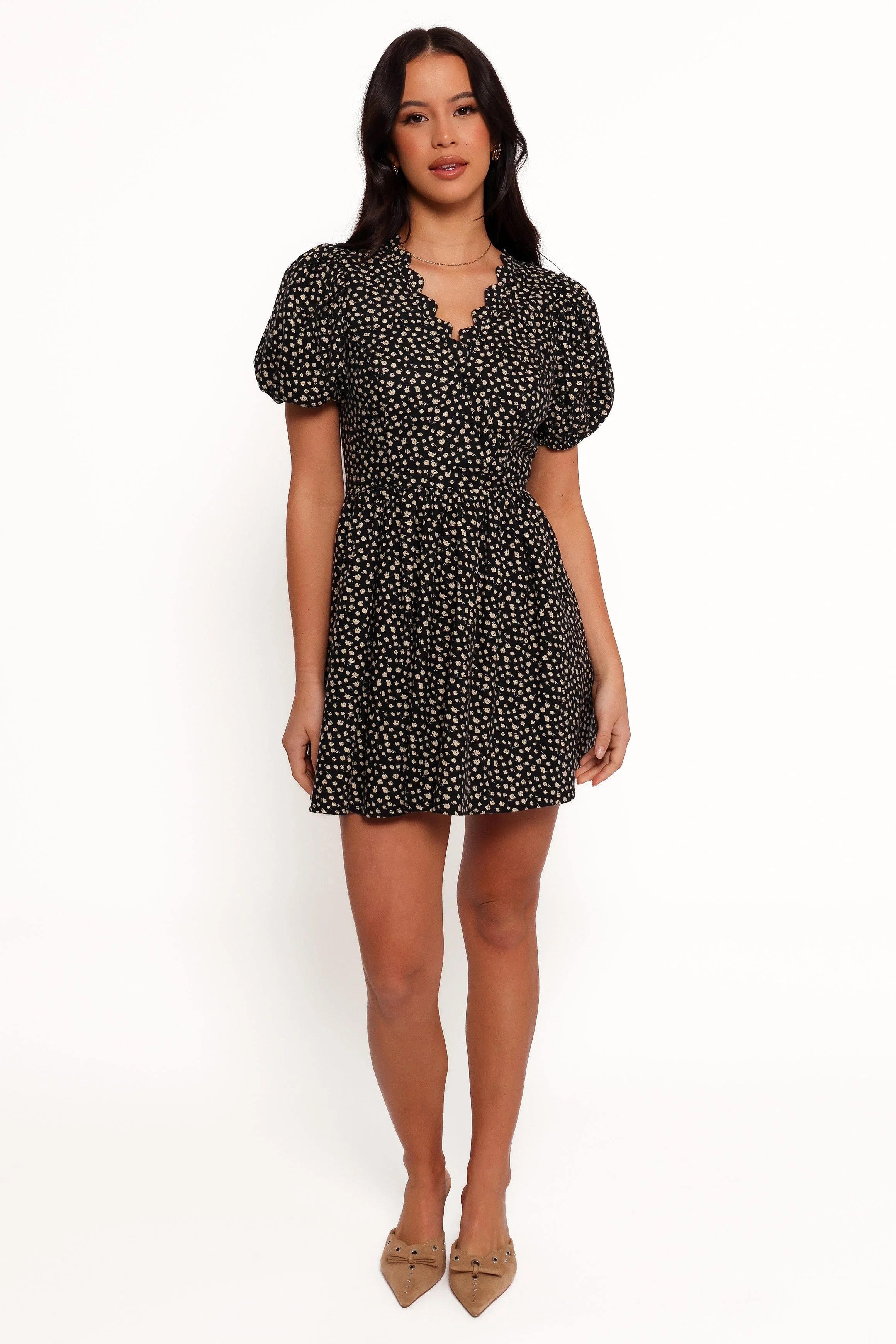 Chelsey Mini Dress Black Cream Floral