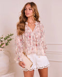 Ethereal Darling Split Neck Tie Floral Blouse