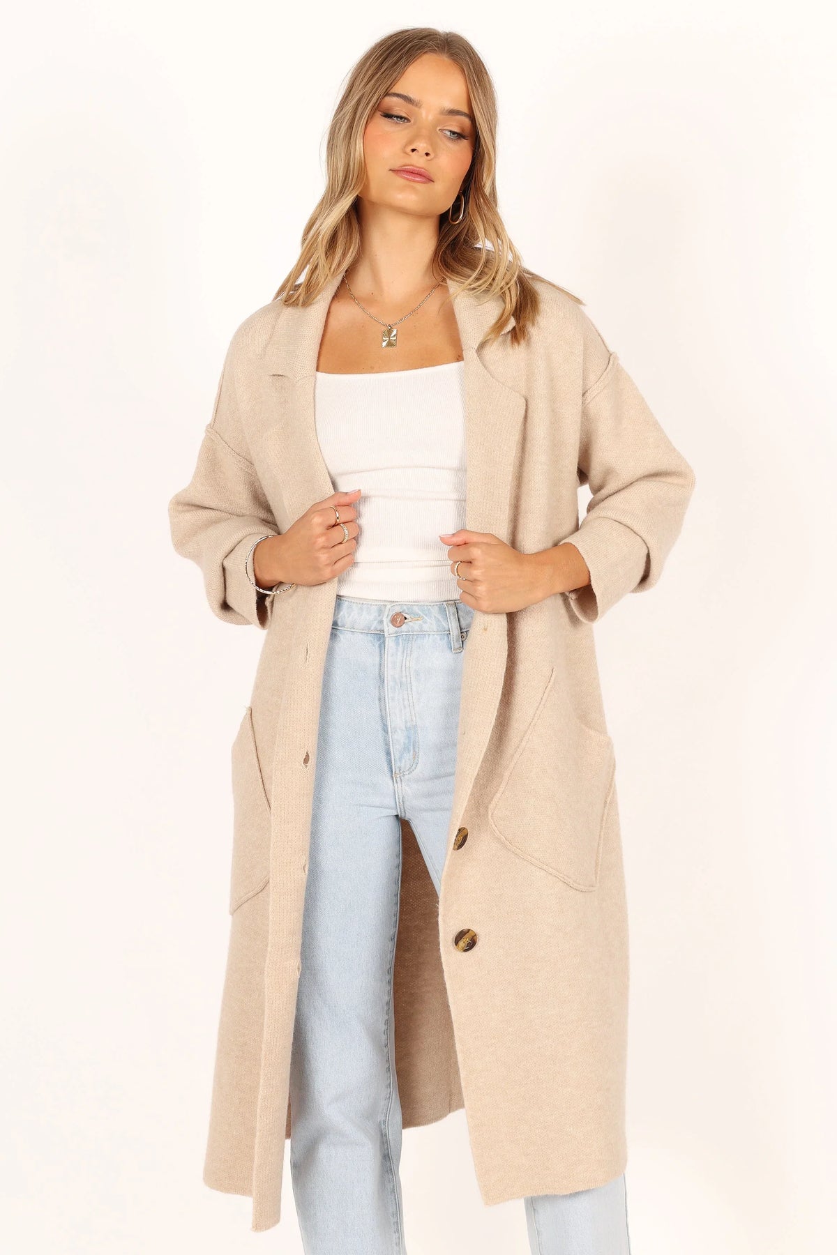 Ivy Button Front Coatigan Oatmeal