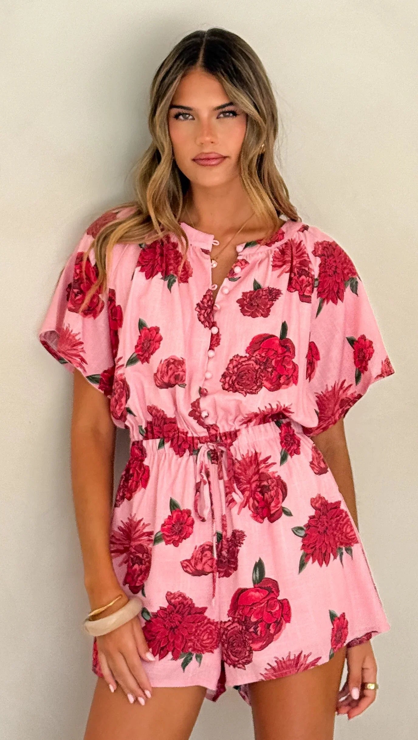 Santorini Playsuit Dahlia Rouge
