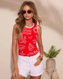 Salt Splash Knit Novelty Print Tank Top