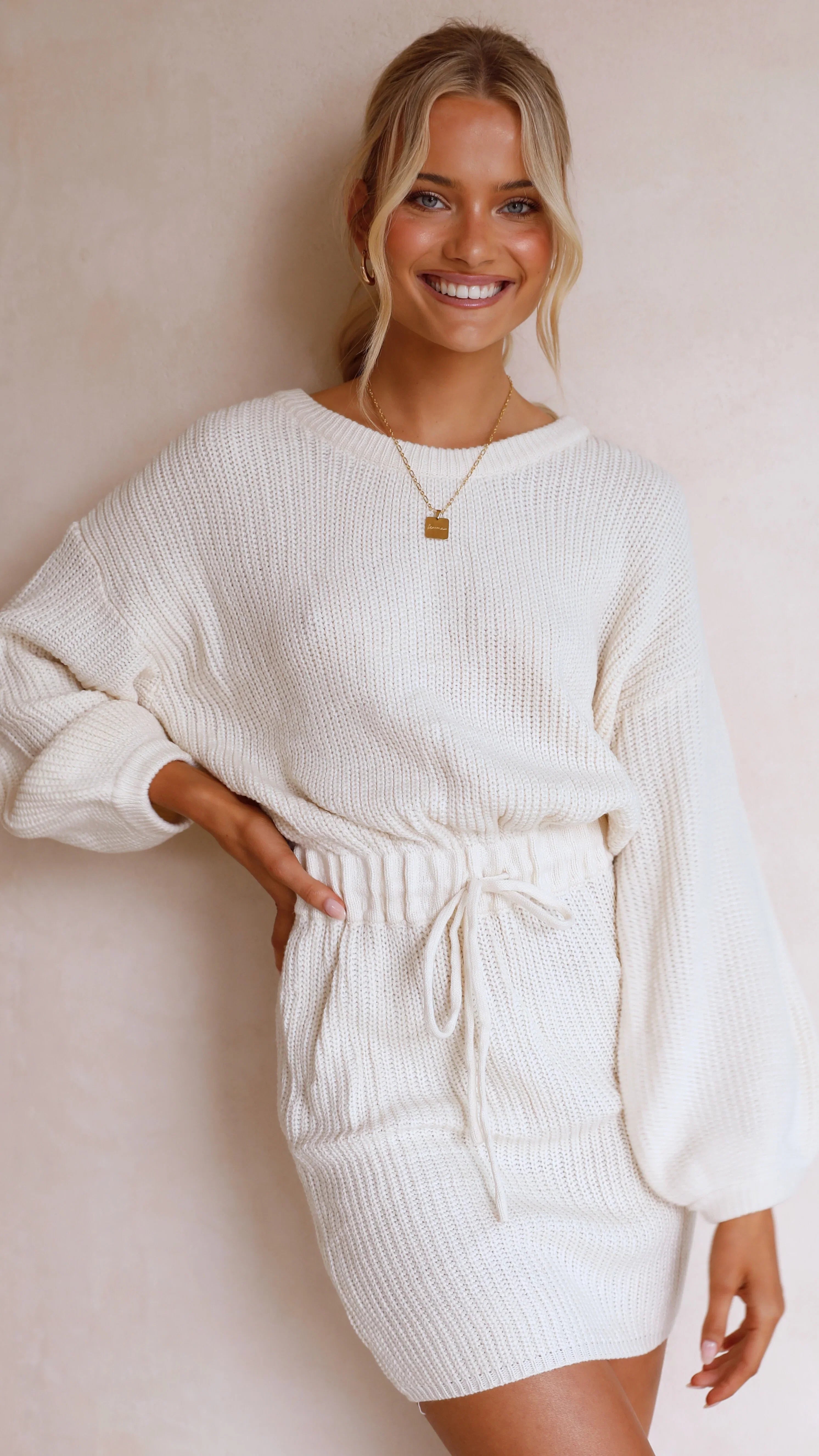 Feya Knit Mini Dress Cream