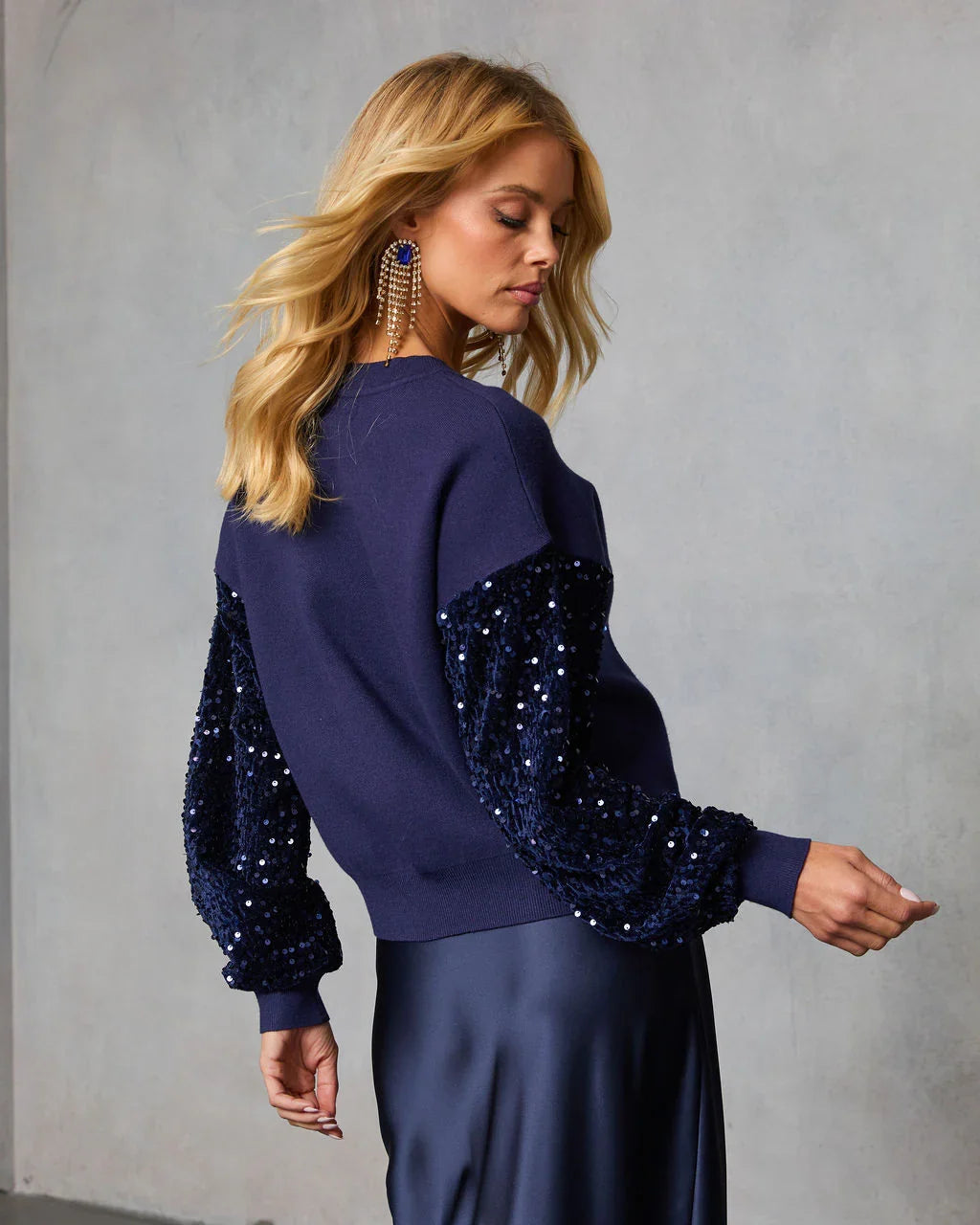 Yumi Contrast Sequin Knit Sweater