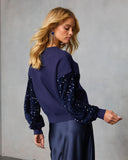 Yumi Contrast Sequin Knit Sweater