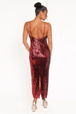 Karley Sequin Maxi Dress Burgundy
