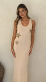Tamasha Knit Maxi Dress Beige Gold Star