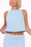 Madison Linen Cropped Tank Blue