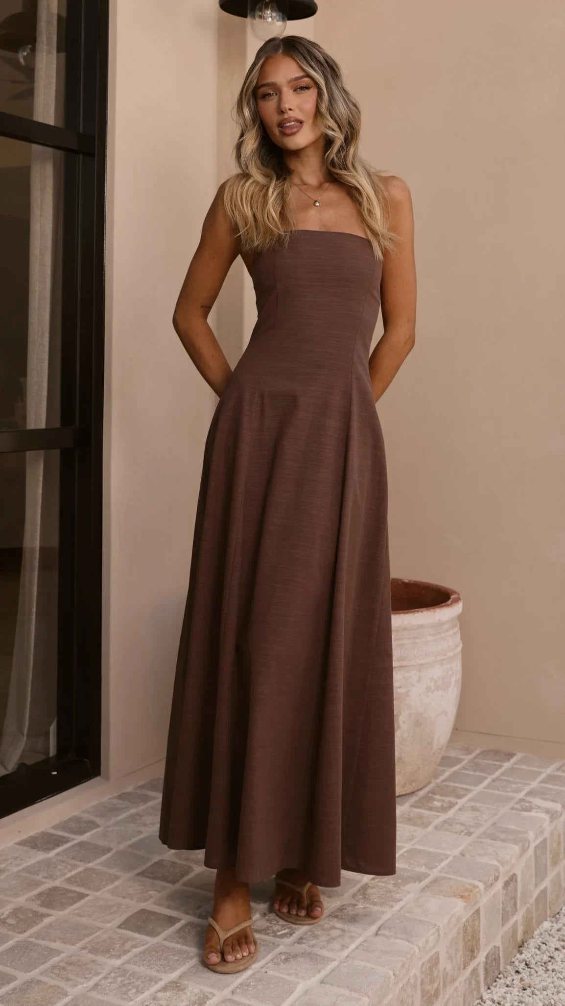 Astrid Strapless Maxi Dress Chocolate