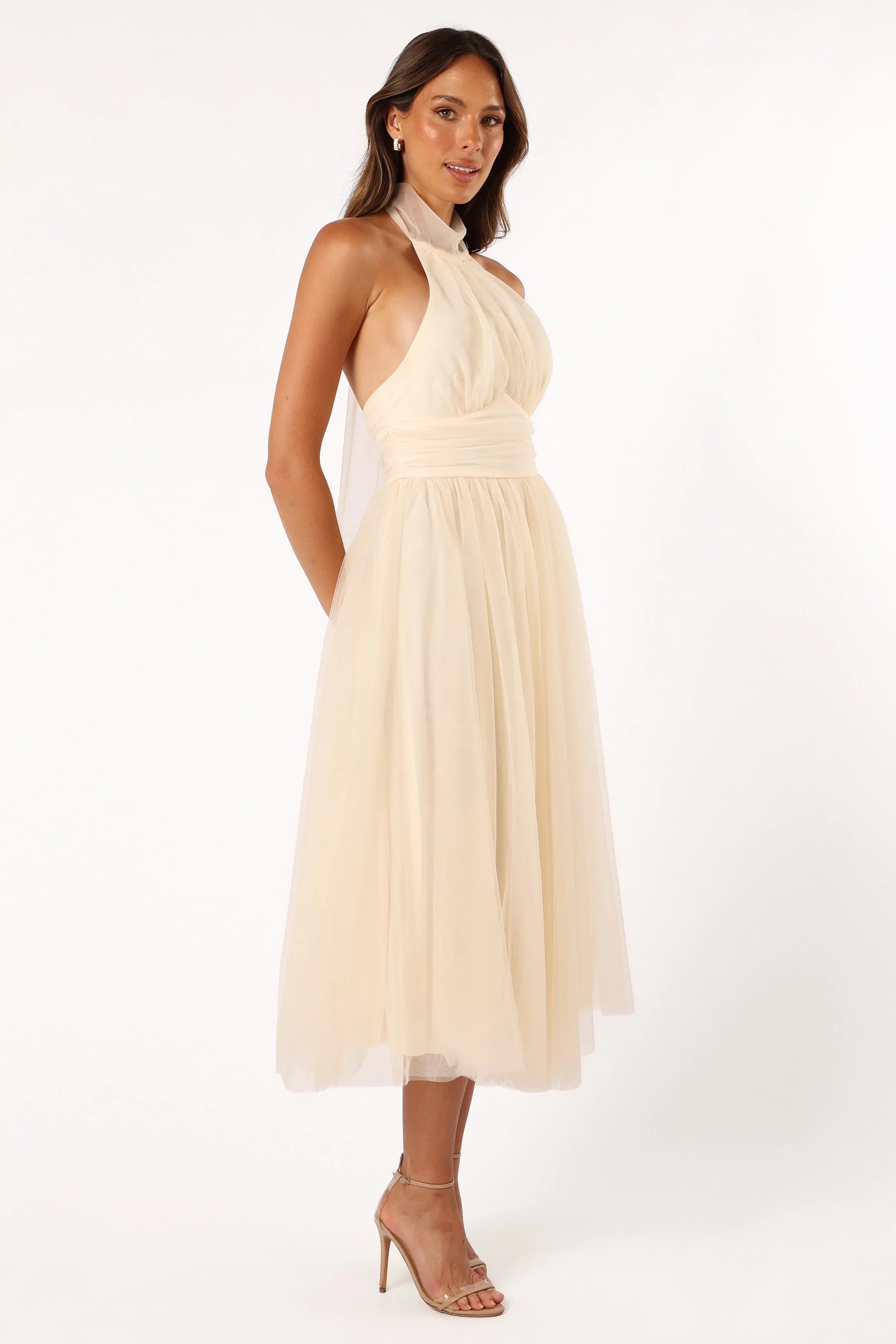 Aletta Halterneck Midi Dress Cream