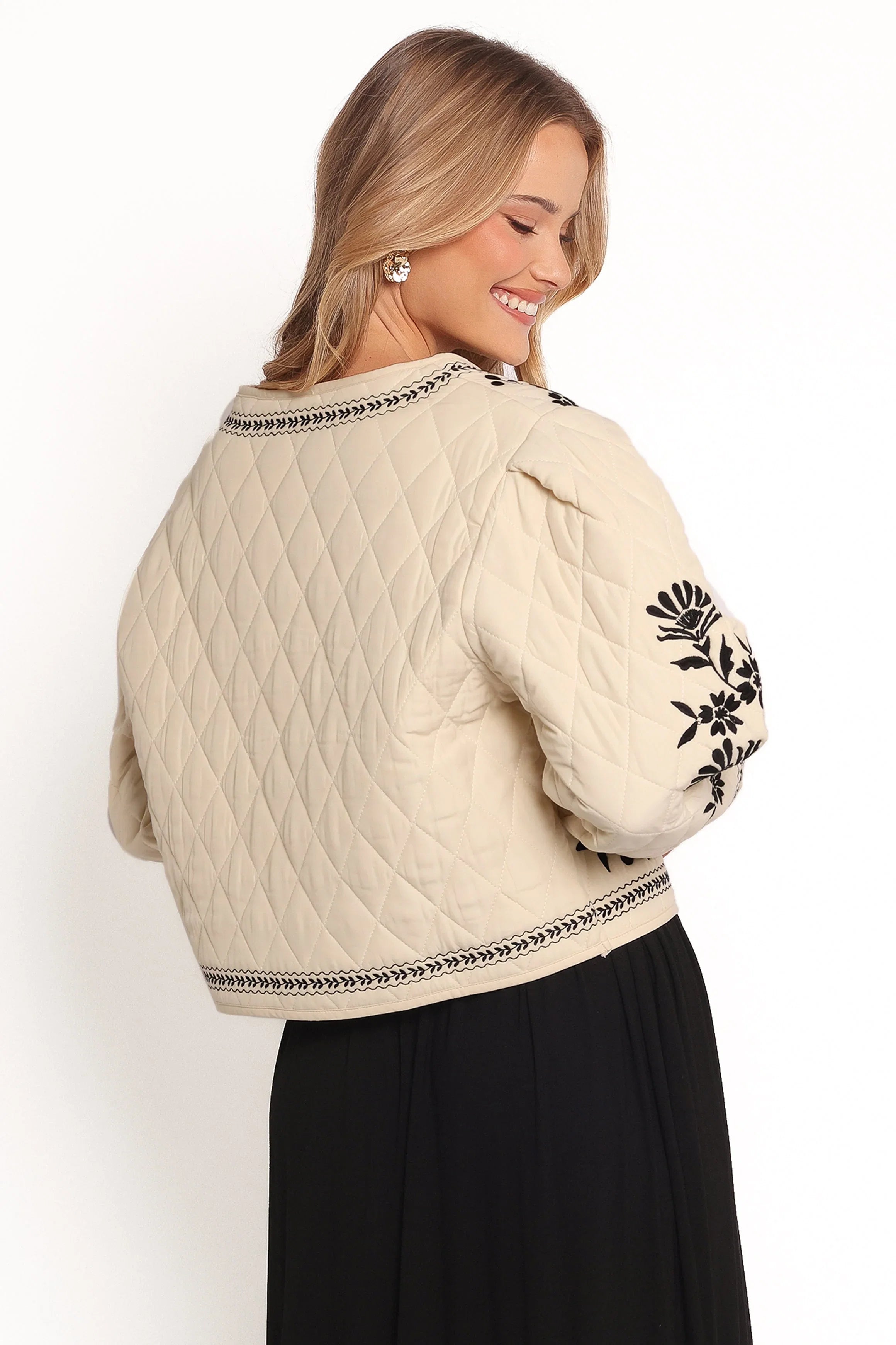 Vako Quilted Embroidered Jacket Light Taupe