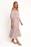 Rhody Off Shoulder Maxi Dress White Leopard