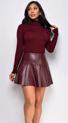 Gigi High Neck Long Sleeve Top Burgundy