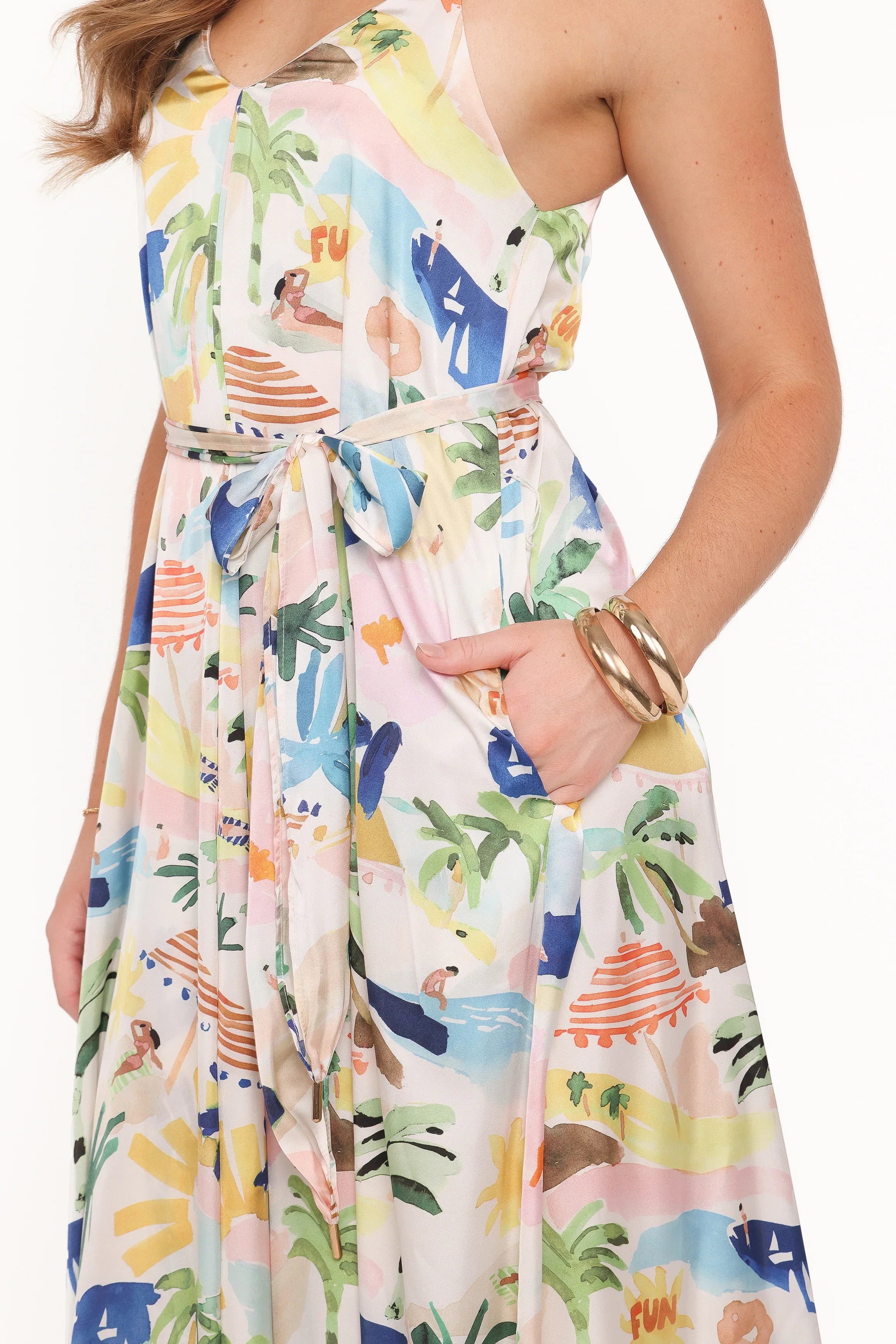Coralee Maxi Dress Cream Resort Isle