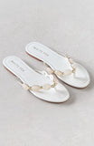 Kira Beaded Thong Sandals White