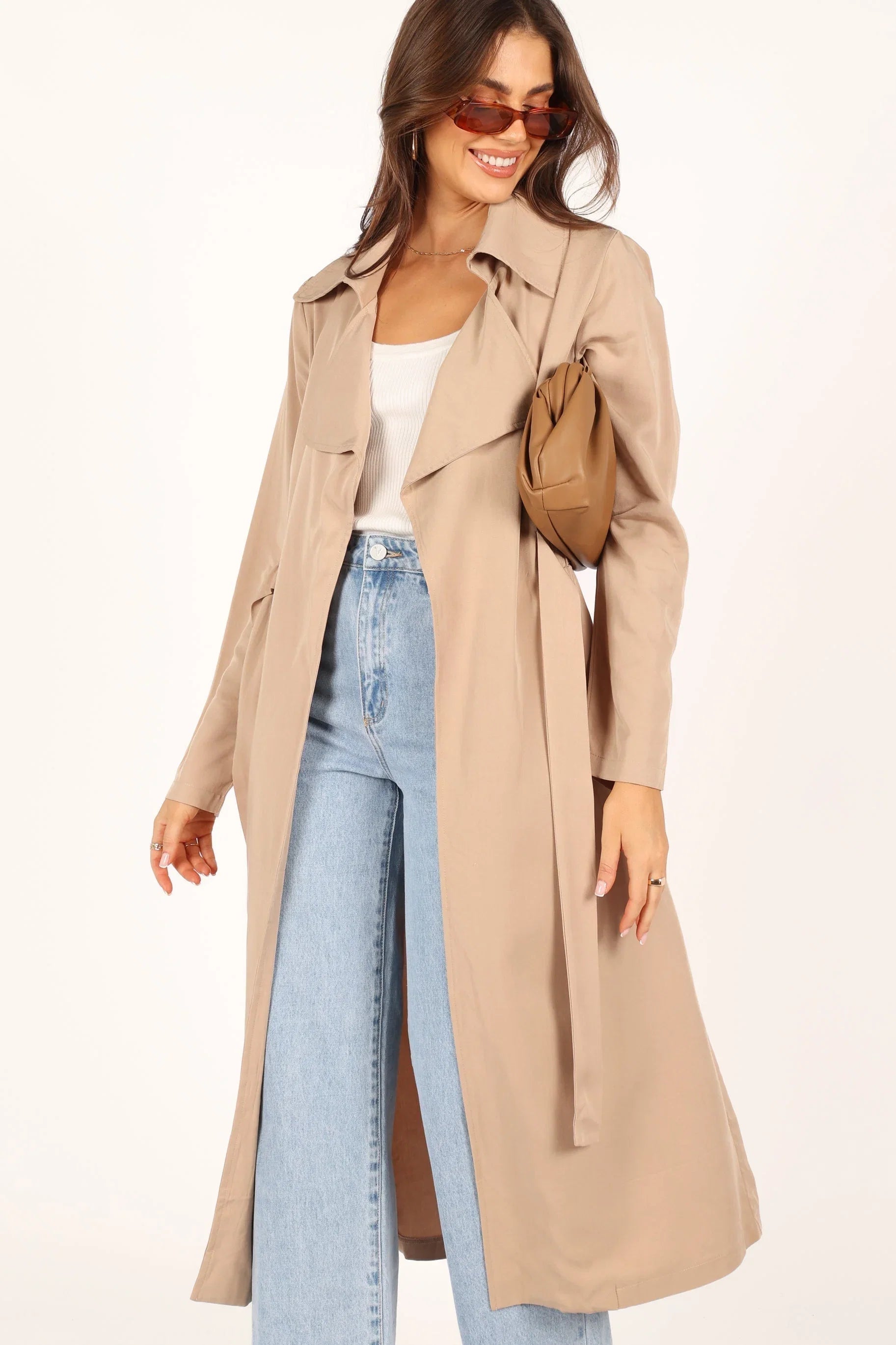 Robyn Tie Front Trench Coat Beige