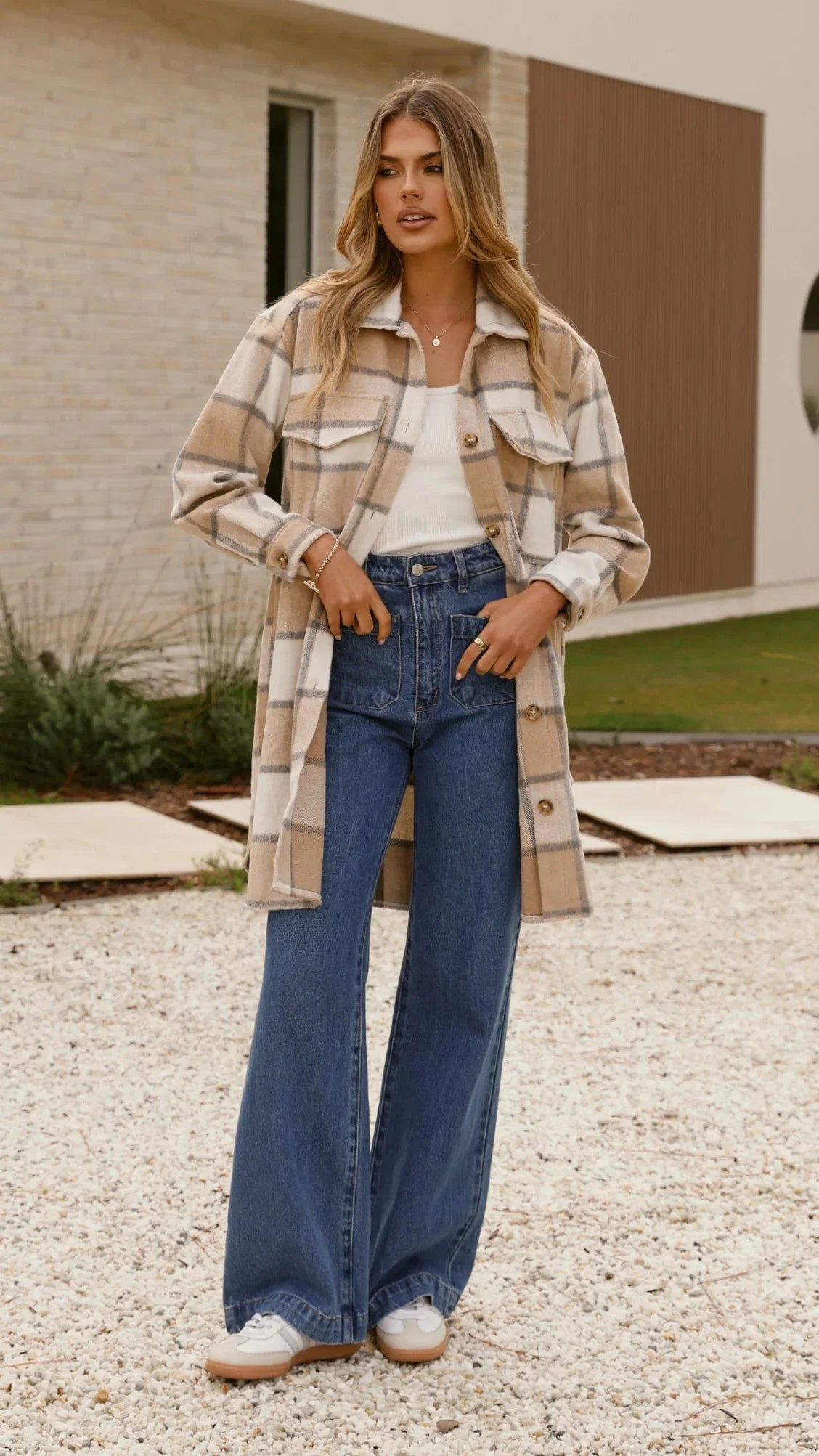 Saskia Jacket Beige Cream Check