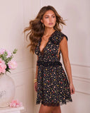 Luma Blossom Lace Trim Floral Mini Dress