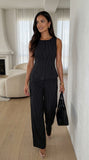 Avelora Pinstripe Tailored Set Black