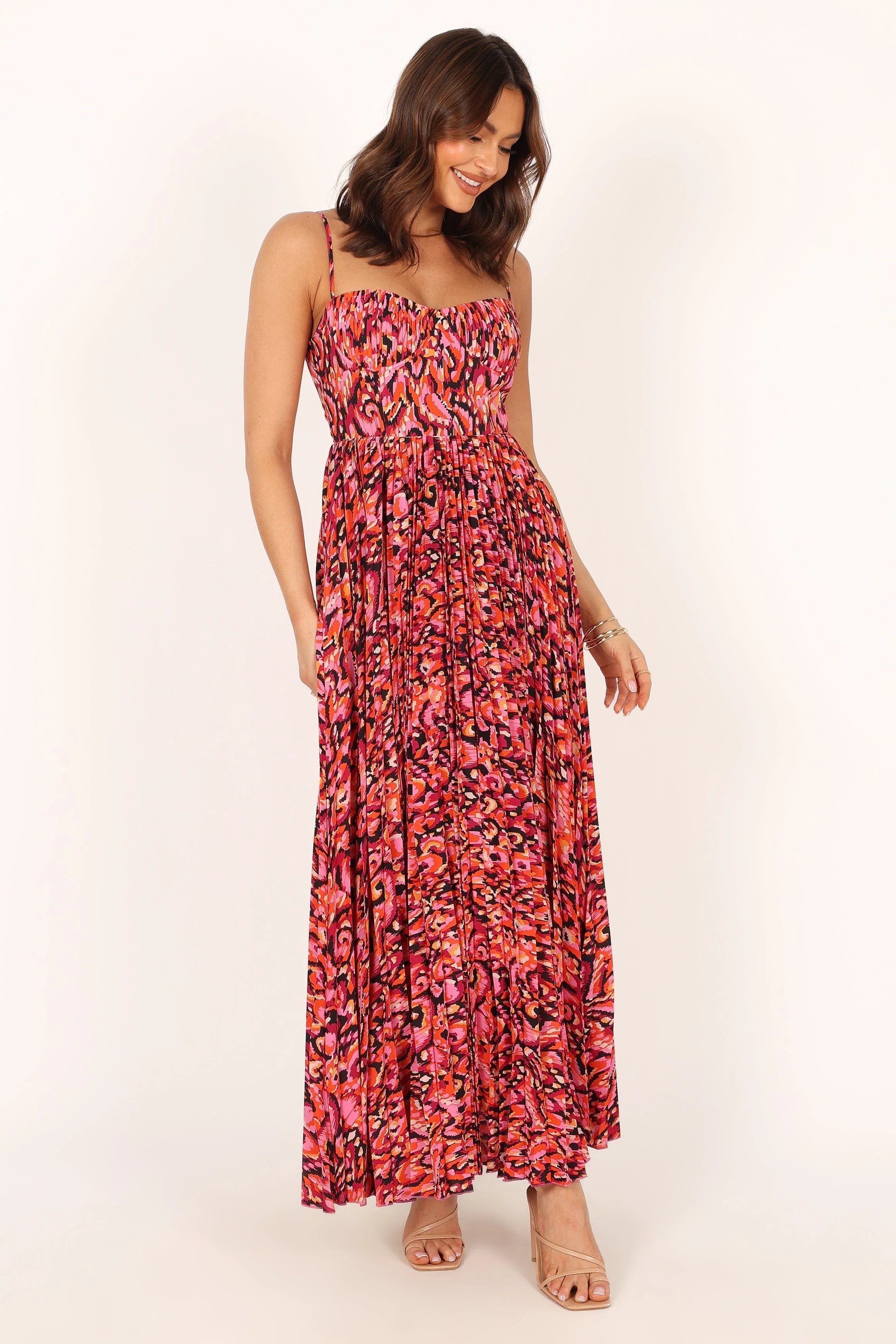 Achanti Pleated Maxi Dress Pink Multi