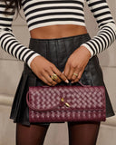 Porta Woven Leather Top Handle Clutch