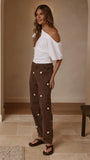Cleora Barrel Jeans Chocolate Polka