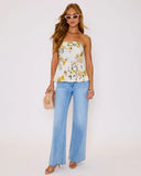 Honey Morning Floral Belted Peplum Top