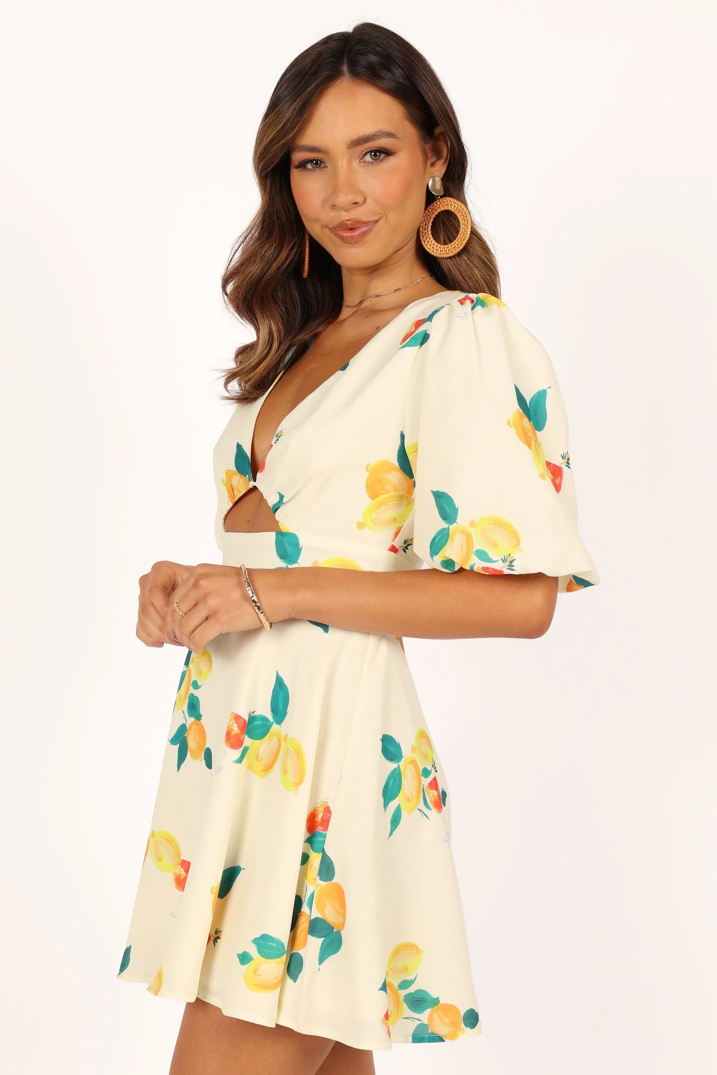 Mikaela Mini Dress Lemon Print