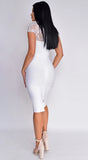 Makenna Lace Cap Sleeve Bandage Dress White