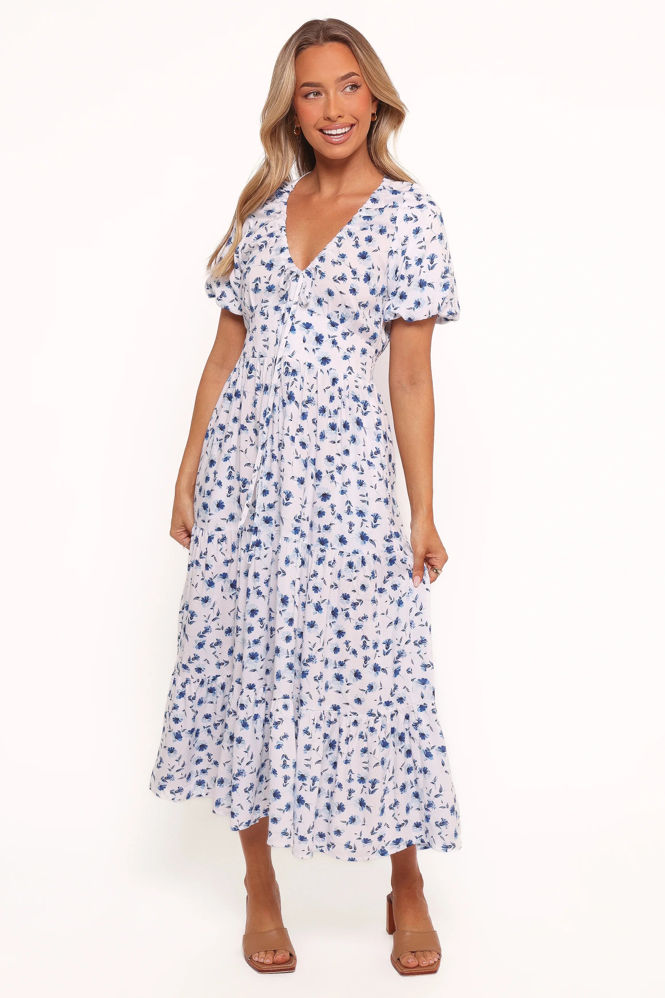 Roberts Maxi Dress Blue Ditsy Floral